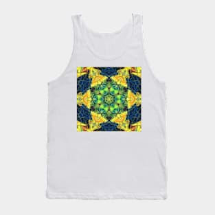 Mosaic Mandala Flower Green Yellow and Blue Tank Top